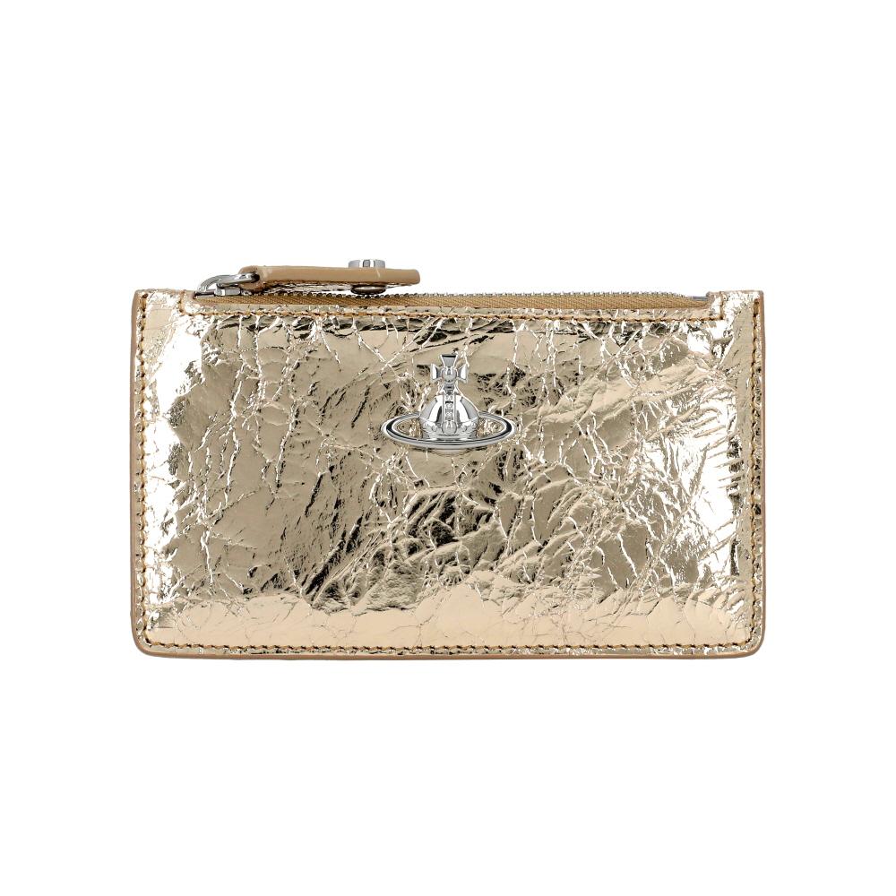 Vivienne Westwood Metallic Crinkle Slim Long Zip Card Holde 54020004W L00A7 R401