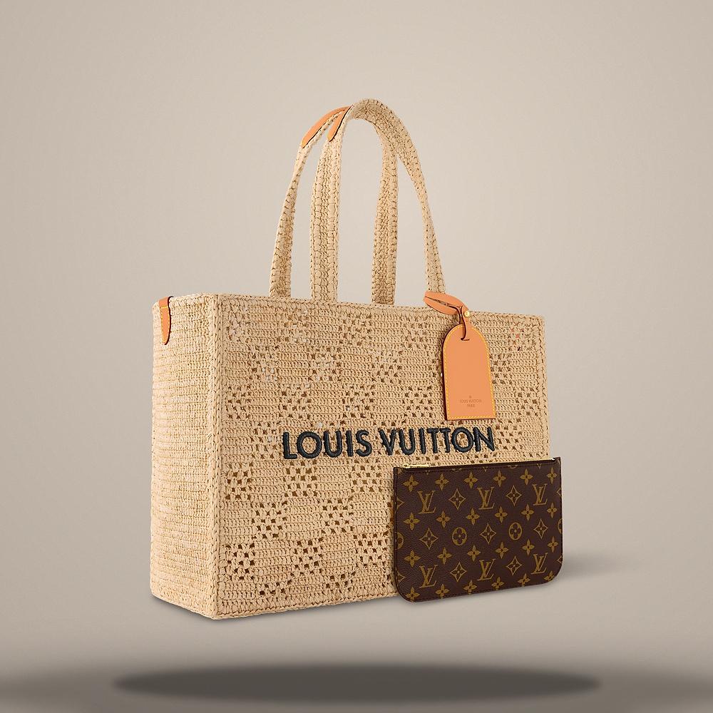 Louis Vuitton Summer Shopper Tote MM Natural Beige Tote Bag