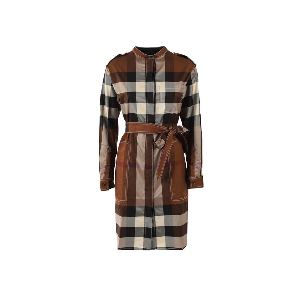 BURBERRY Vintage Check Shirt Midi Dress Dark Birch Brown