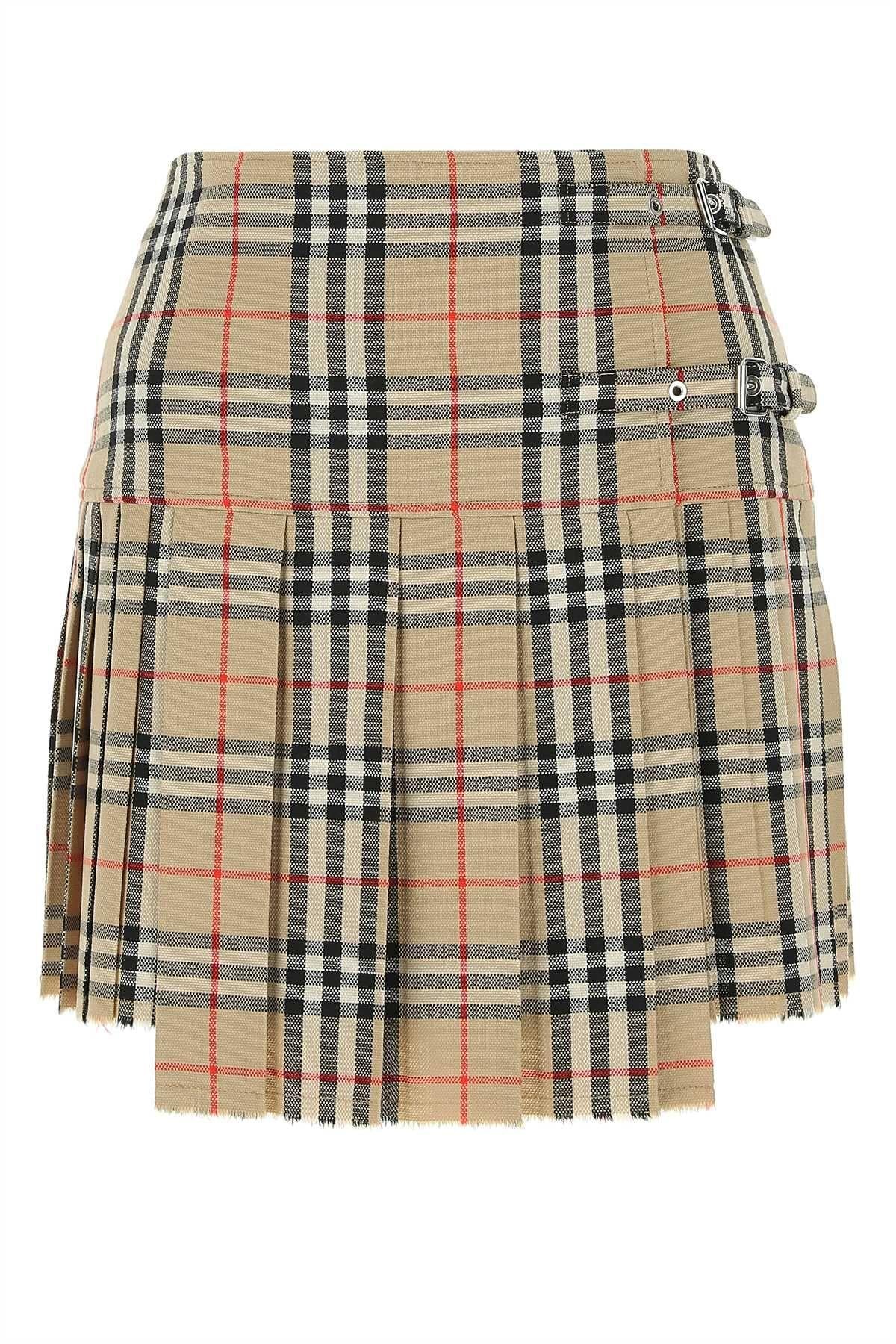 BURBERRY Mini Skirt Black Wool Blend Women’s Short Skirt