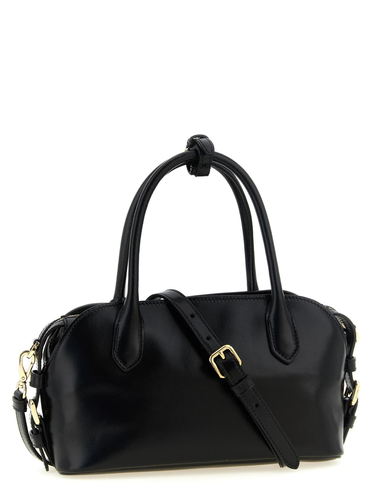 PRADA Black Leather Structured Tote Bag