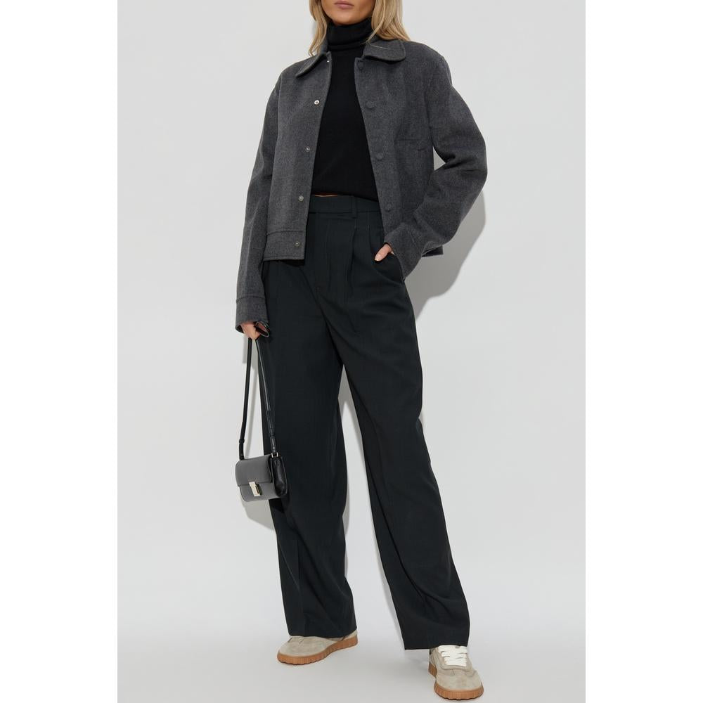 AMI Heart Logo Women’s Turtleneck Knit Sweater Black Wool