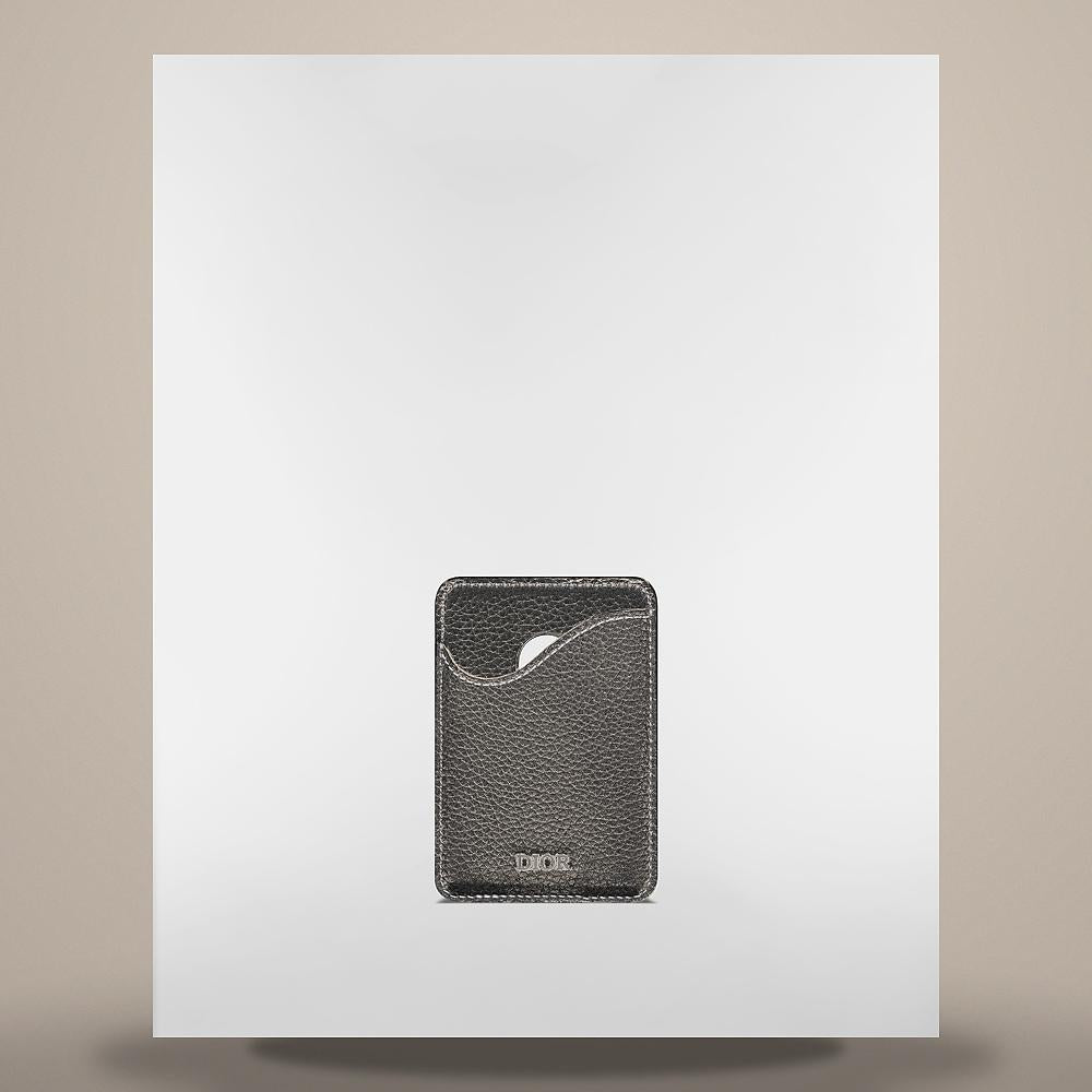 DIOR Black Grained Calfskin Saddle Magnetic Card Holder