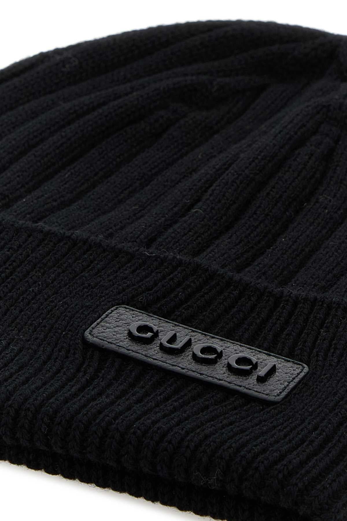 GUCCI Black Wool Beanie Hat for Men