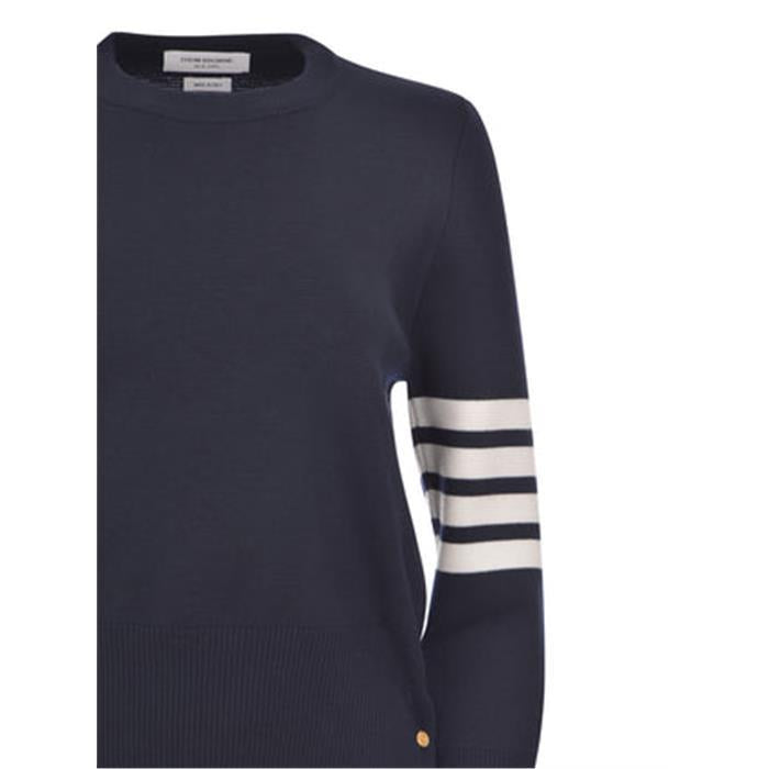 THOM BROWNE 4-Bar Wool Crewneck Sweater Navy Women FKA239A 00014 415