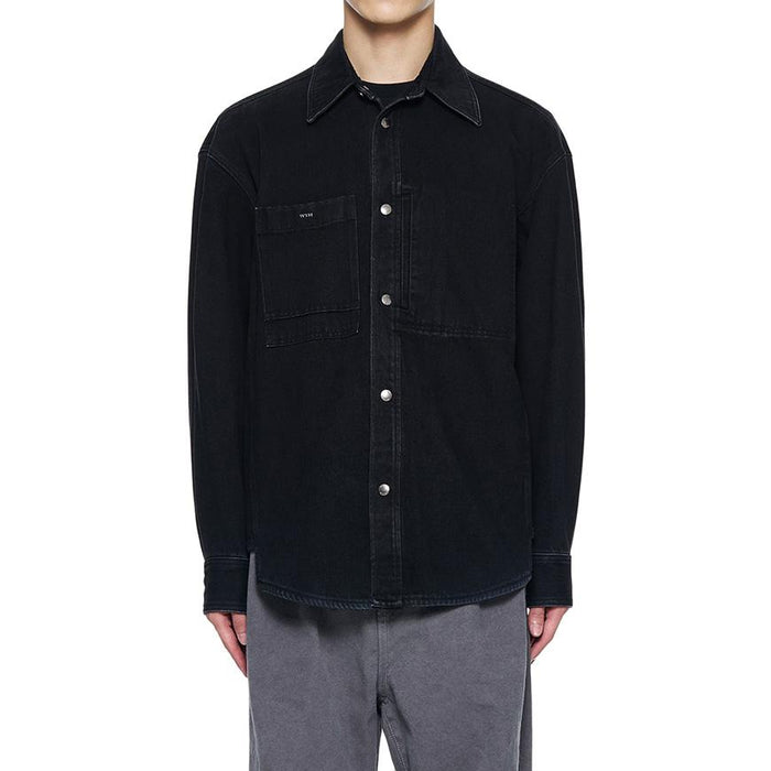 WOOYOUNGMI Men’s City Graphic Denim Long Sleeve Shirt W253SH25 884B
