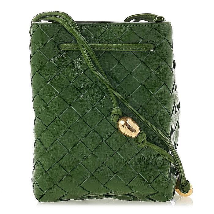 Bottega Veneta Intrecciato Leather Bucket Shoulder Bag Green