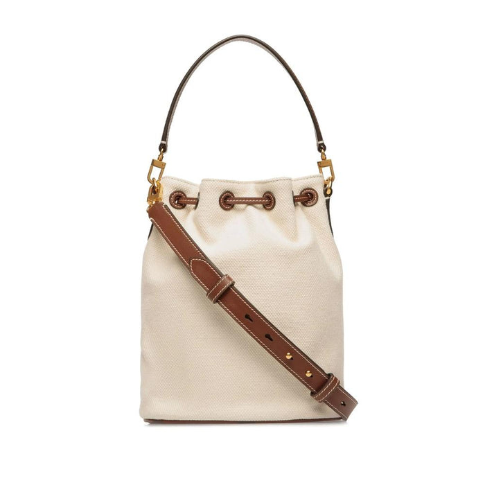 BALLY Akalle Bucket Shoulder Bag Ivory Canvas Leather