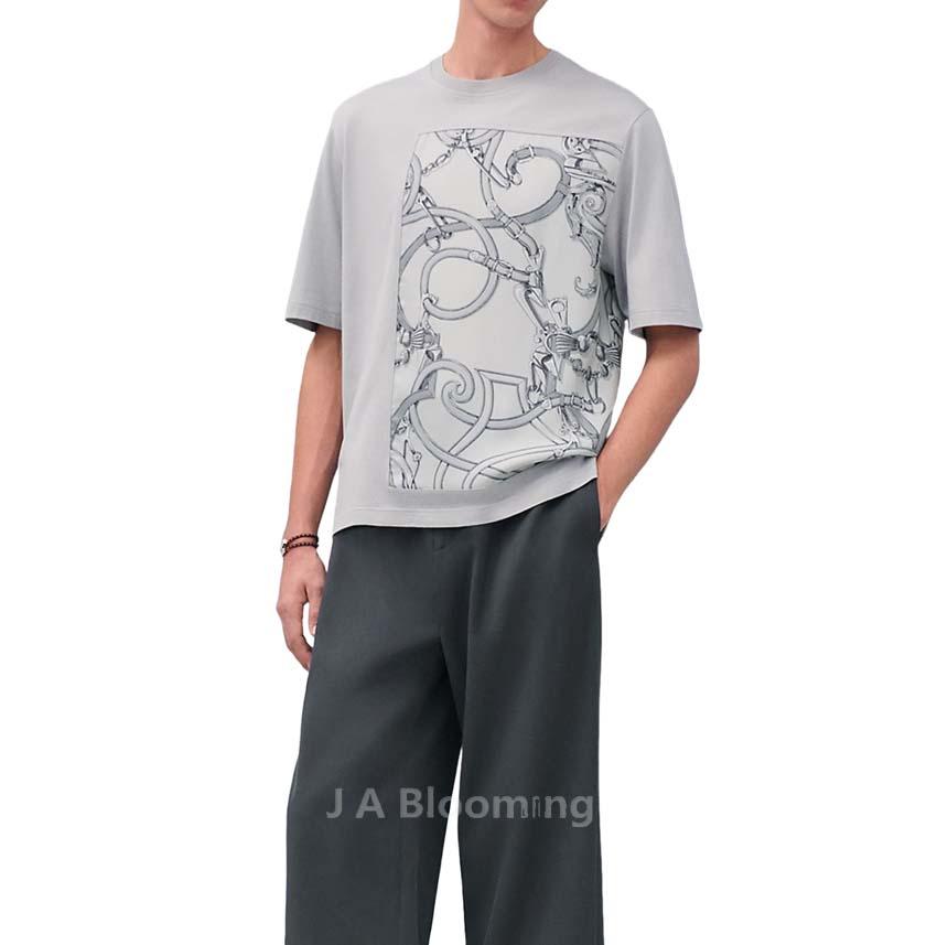 HERMES Men’s Short Sleeve T-Shirt Blanc Cotton White H557900HA90XL