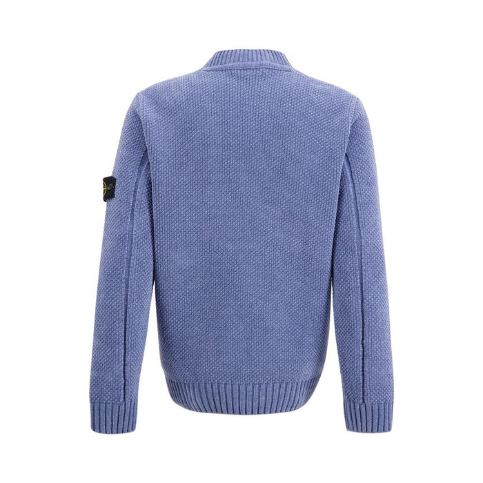 STONE ISLAND Men’s Mock Neck Knit Sweater Blue Cotton