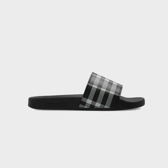 BURBERRY Check Rubber Slide Slippers Black Men’s 8119278