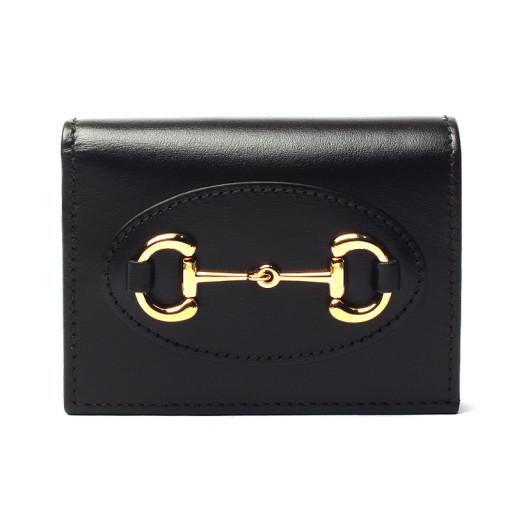 GUCCI Horsebit 1955 Women’s Bifold Wallet Black Leather