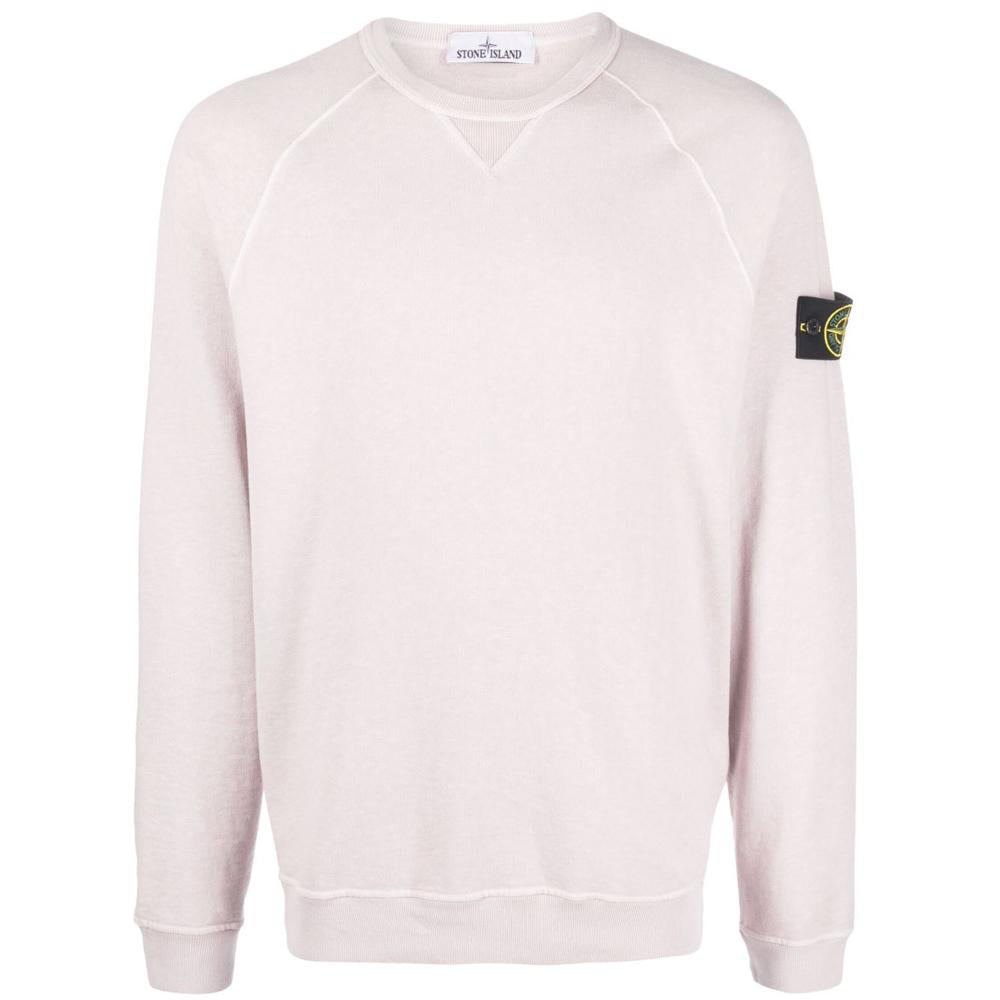 STONE ISLAND Light Pink Patch Logo Crewneck Sweatshirt for Men 761566360 V0180