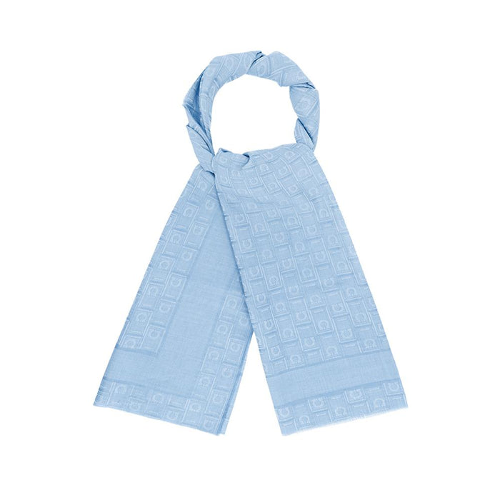 Ferragamo Gancini Monogram Jacquard Silk Wool Scarf for Men 0121 0776151