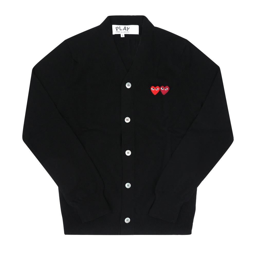 Comme des Garcons Play Double Red Heart Patch Knit Cardigan AX N058 051
