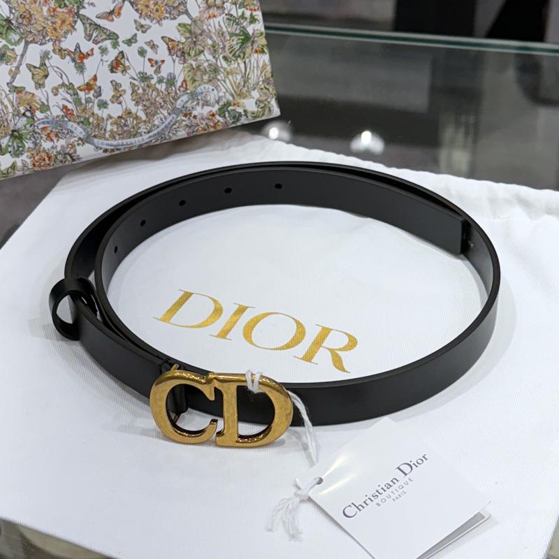 DIOR Black Ultra Smooth Calfskin Leather 20mm Saddle Belt