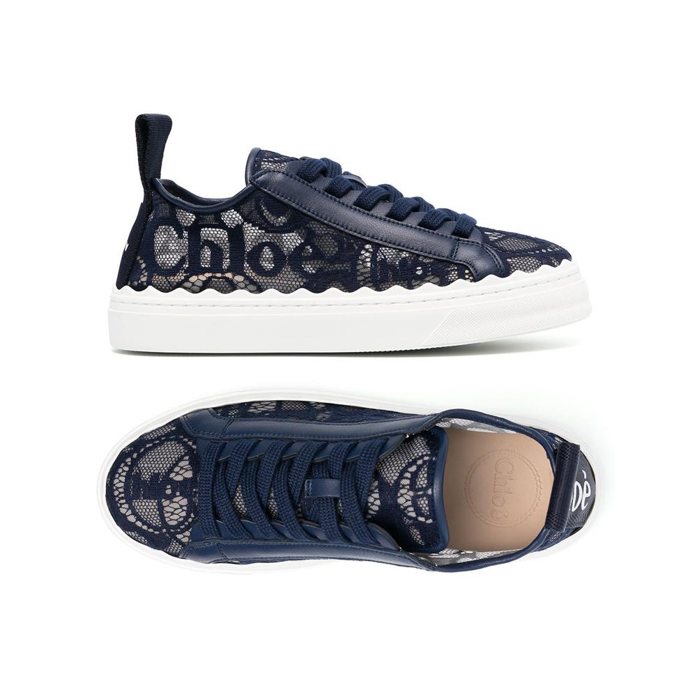 Chloe Lauren Lace Sneakers Navy Low-Top Women’s