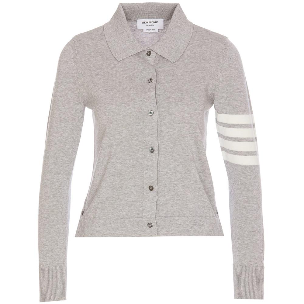 THOM BROWNE Gray Diagonal Armband Knit Cardigan