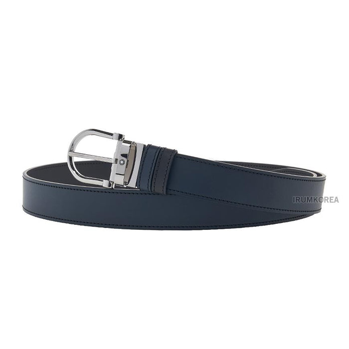 Montblanc Men’s Reversible Leather Belt 128784 BLACK BLUE