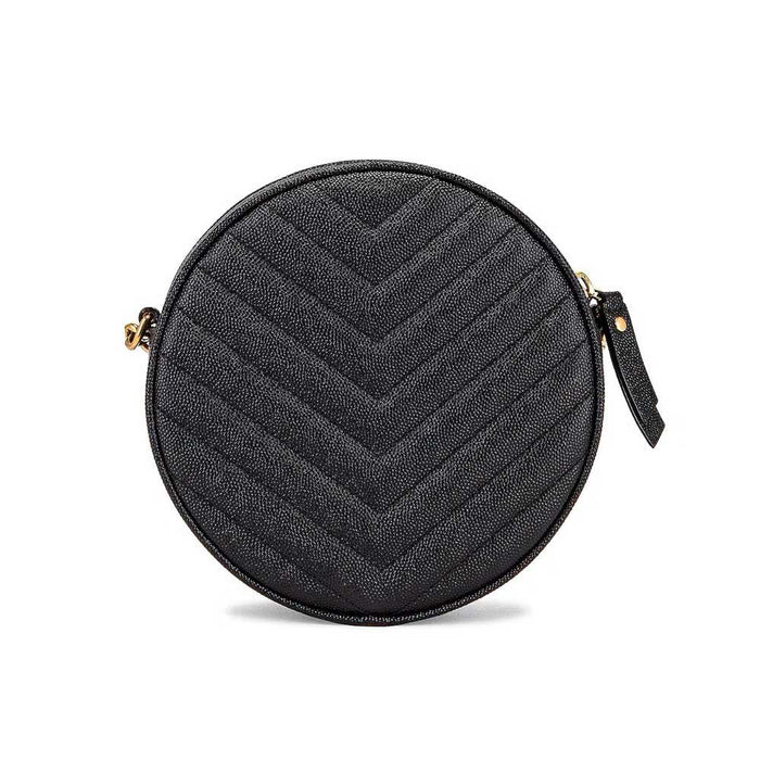 Saint Laurent Chevron Quilted Grain de Poudre Embossed Leather Camera Bag Black