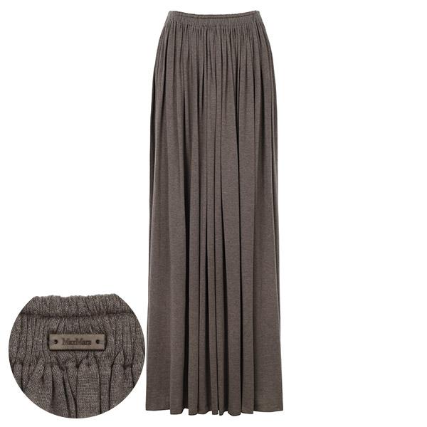 Max Mara Mud Ribbed Pleated Long Skirt