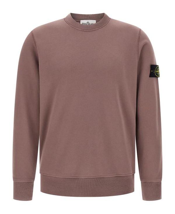 STONE ISLAND Cotton Fleece Regular Fit Crewneck Sweatshirt Navy