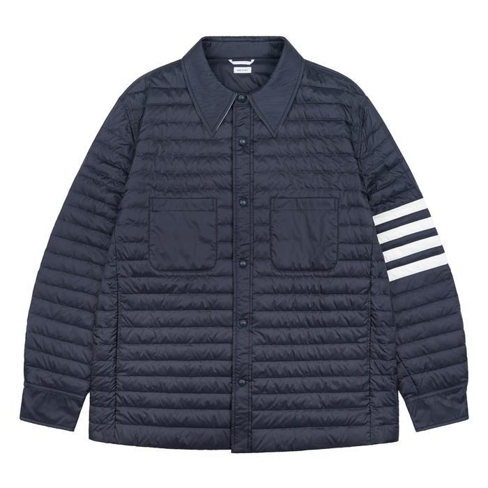THOM BROWNE Diagonal Stripe Down Shirt Jacket Navy Men