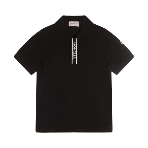 Moncler Women’s Logo Patch Hidden Button Polo T-Shirt Black 8A00011 8496W 999