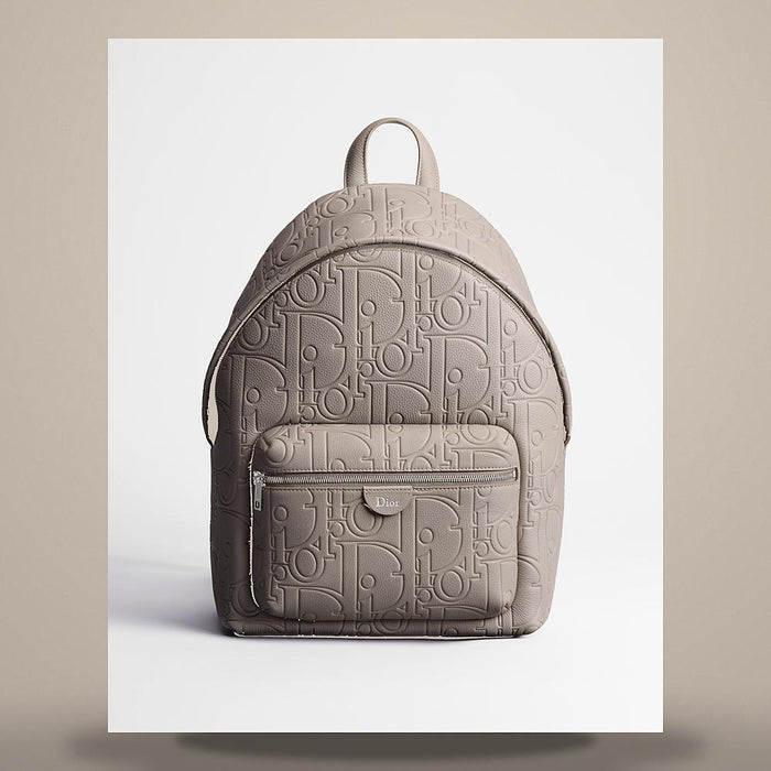 DIOR Trianon Gray Gravity Grained Leather Rider Zip Backpack 1DBBA266MLL H00G