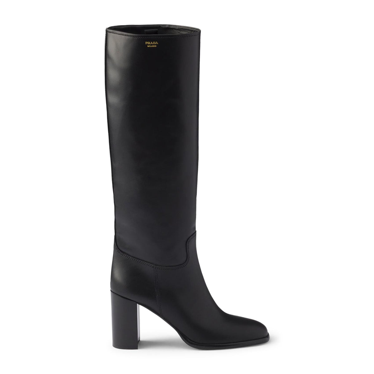 PRADA Black Leather Knee High Boots