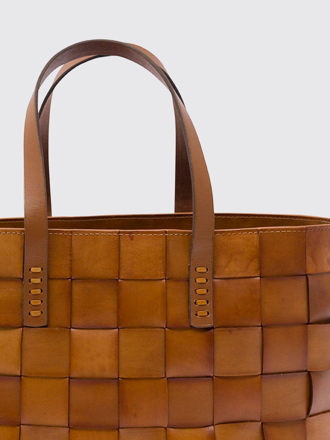 Dragon Diffusion Tan Leather Woven Tote Bag