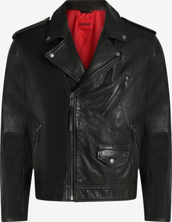 HUGO BOSS Leather Jacket for Men 50564071 001 BLACK DOM