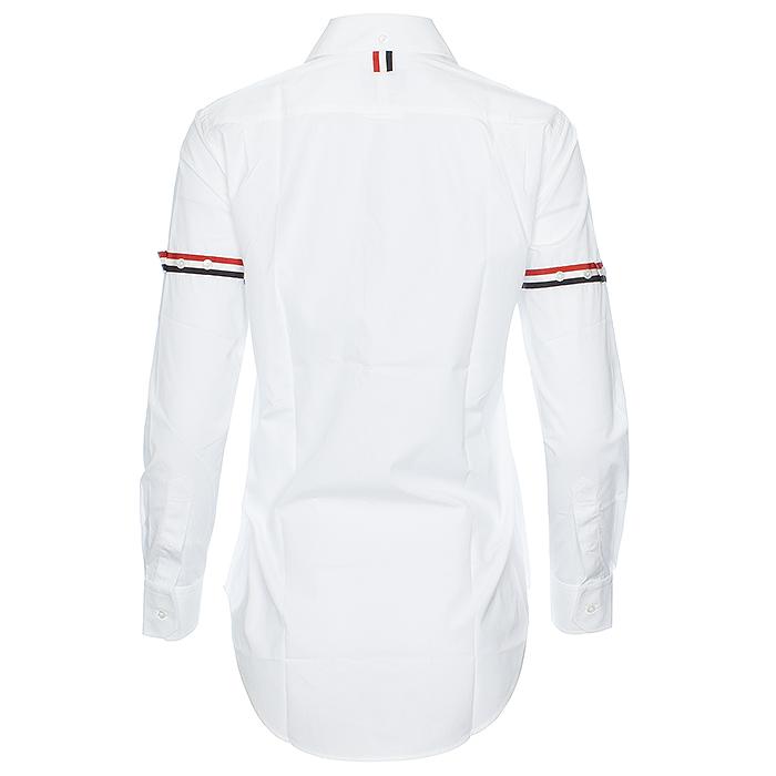 THOM BROWNE Poplin Armband Classic Round Collar Shirt White Women