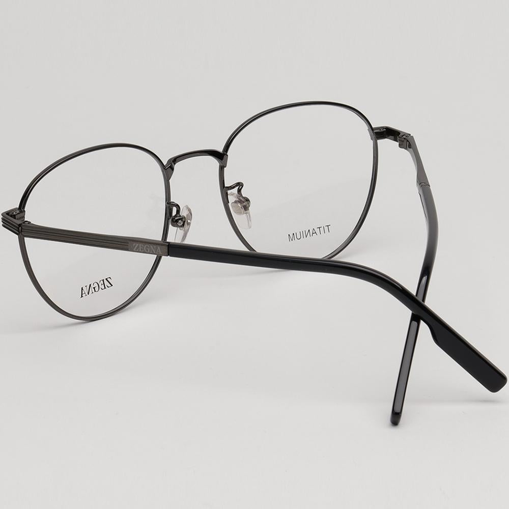 Zegna Titanium Round Metal Eyeglass Frame Lightweight Unisex EZ5252H 008