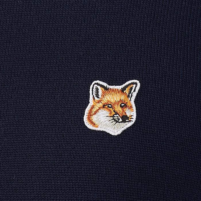 Maison Kitsune Fox Head Patch Wool Crewneck Sweater for Men FM00528KT