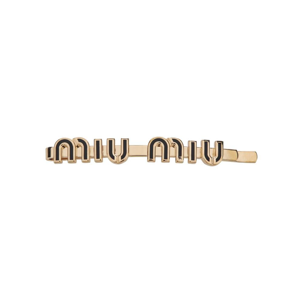 Miu Miu Black Enamel Metal Hair Clip