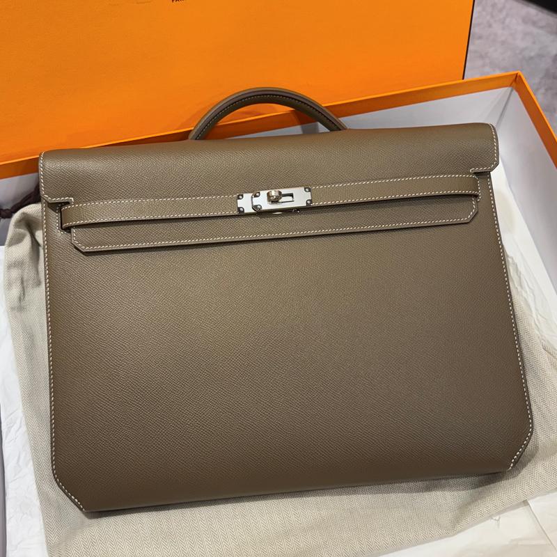 HERMES Kelly Depeches 36 Tote Bag Etoupe Unisex Leather