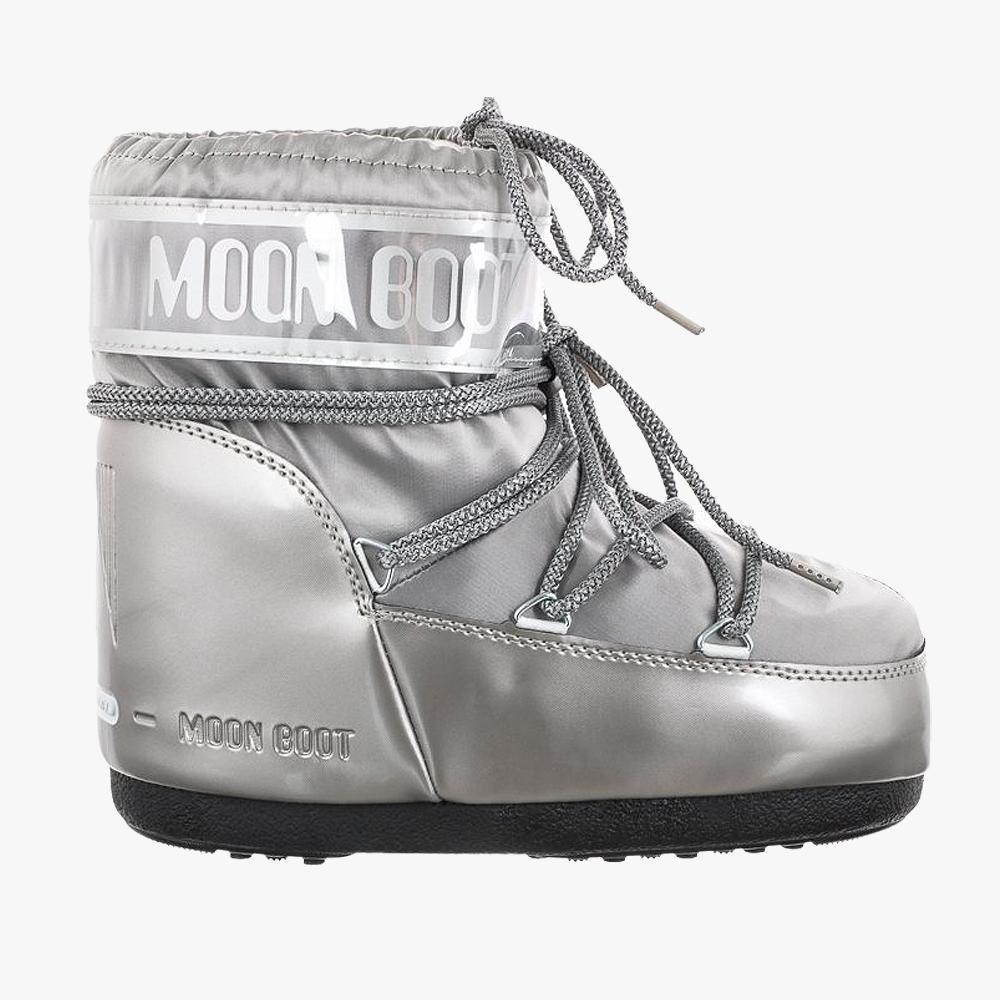 MOON BOOT Icon Low Glance Silver Satin Winter Boots 1409350 H001