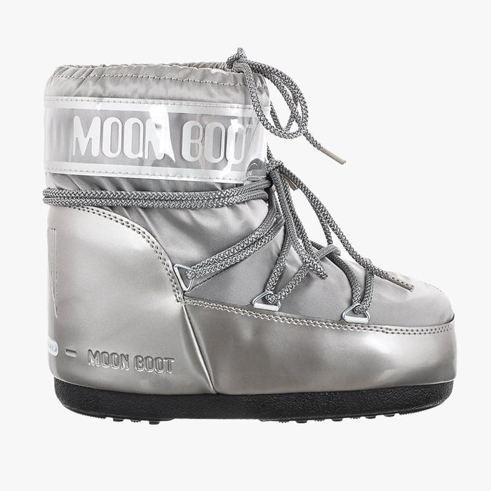 MOON BOOT Icon Low Glance Silver Satin Winter Boots 1409350 H001