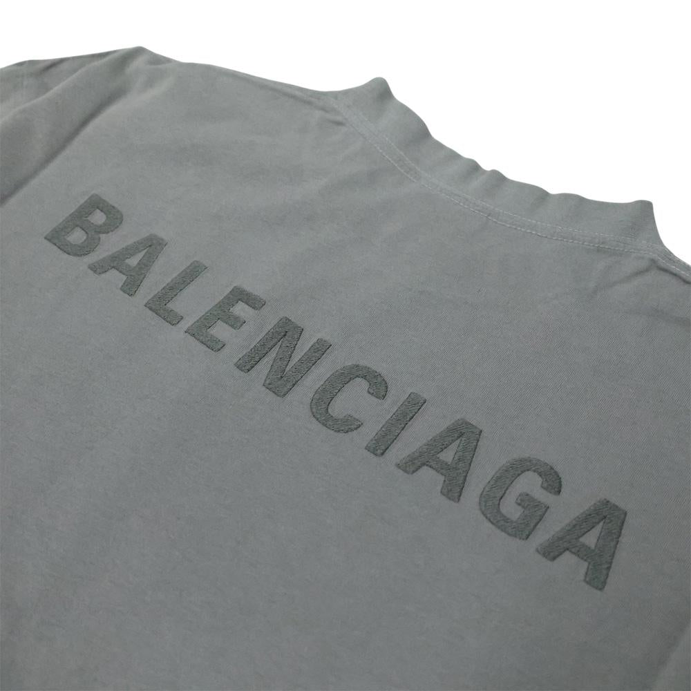 BALENCIAGA Logo Short Sleeve T-Shirt for Men Gray Cotton