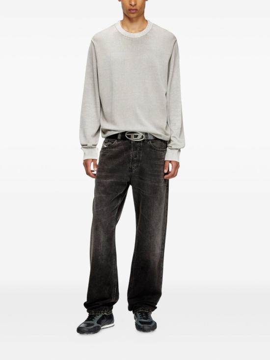 DIESEL Reverse Print Cotton Crewneck Sweater Black Men A111870BEAR91L