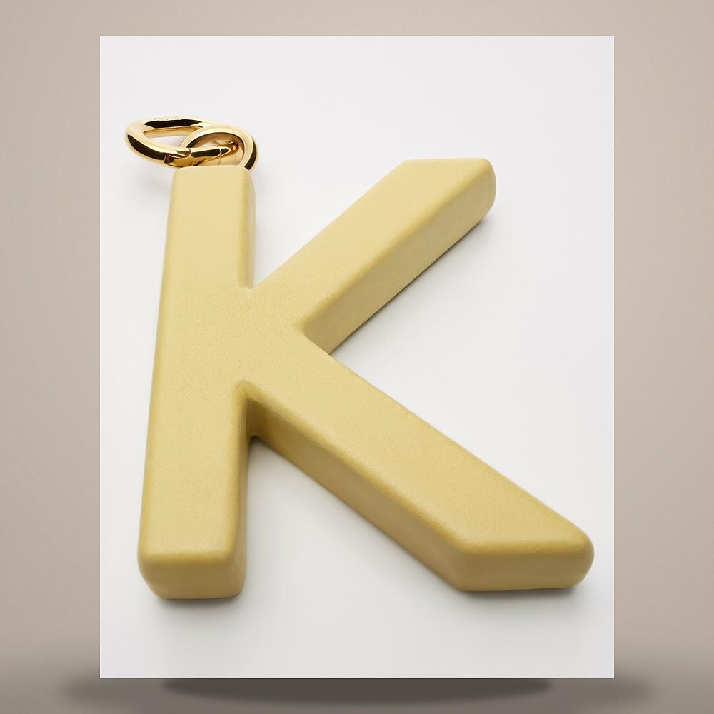 CELINE Alphabet K Charm Lambskin Gold-Finish Brass Vintage Yellow B10ET4V37 11VY