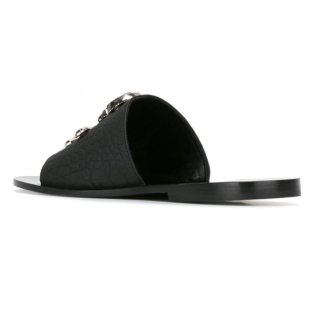 Philipp Plein Rance Skull Nickel Black Slides Sandals for Men