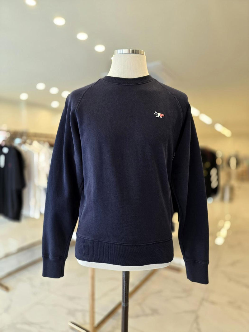 Maison Kitsune Tricolor Fox Logo Sweatshirt Navy Women’s FW00308 KM0001 P480