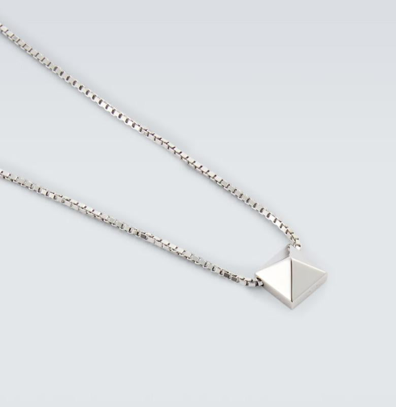VALENTINO Rockstud Chain Necklace Unisex Silver-Tone Jewelry 3Y2J0P24MET 172