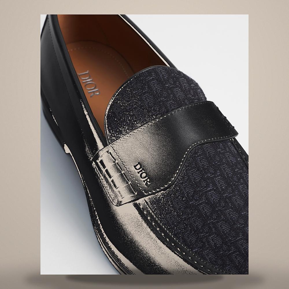 DIOR Granville Loafers Black Smooth Calfskin with Black Dior Oblique Jacquard
