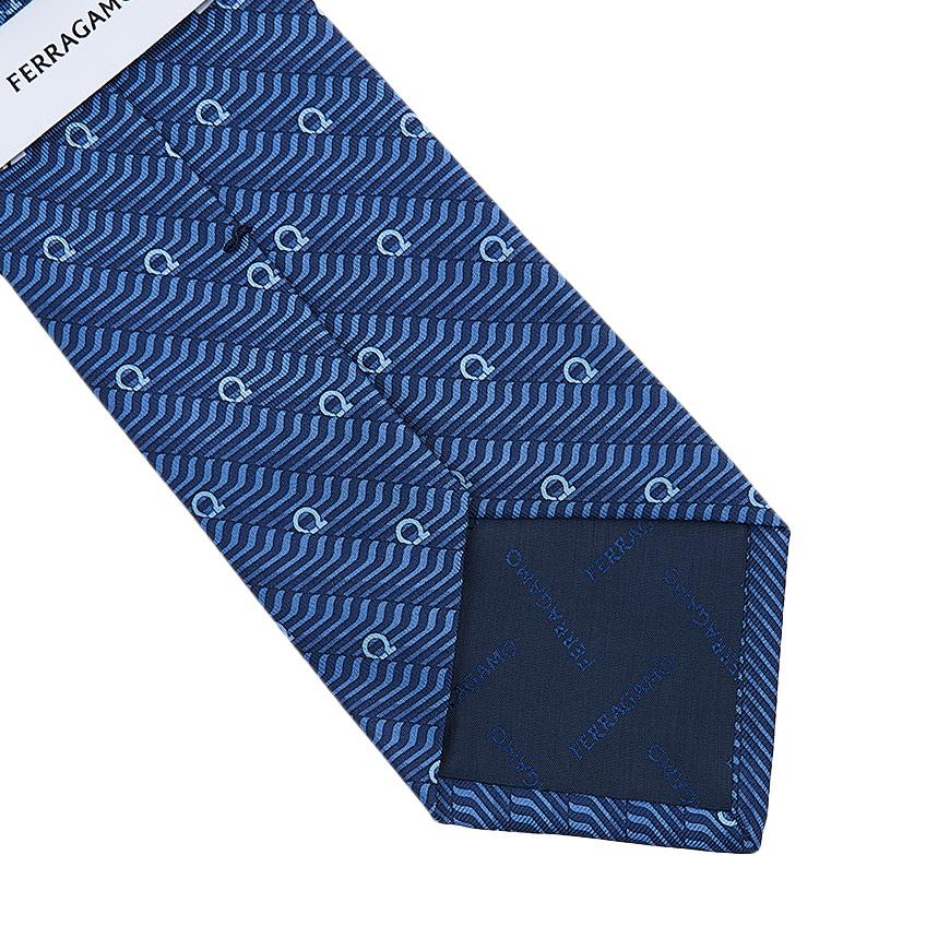 Ferragamo Gancini Silk Tie for Men 35 0887 F MARINE 0762111