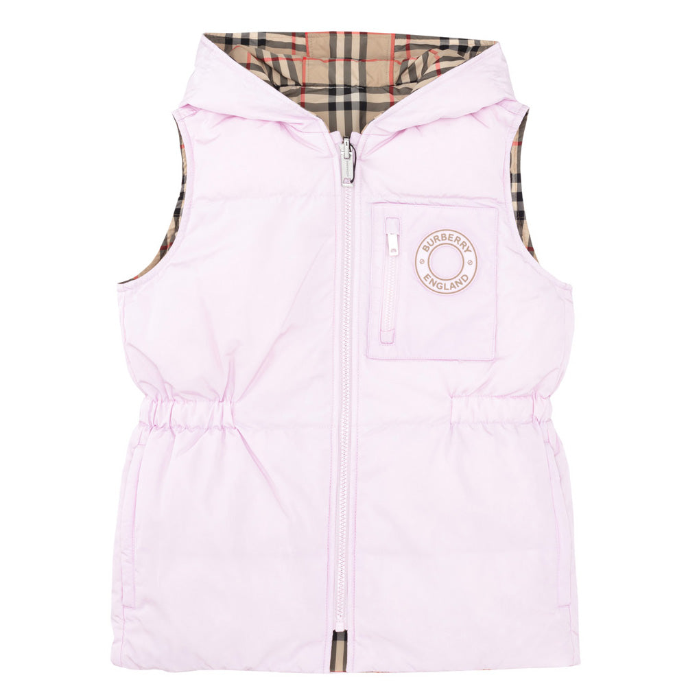 BURBERRY Reversible Hooded Logo Down Puffer Vest Women
