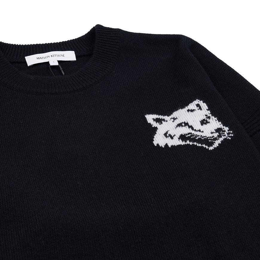 Maison Kitsune Men’s Fox Head Intarsia Comfort Crewneck Sweat LM00819KT1063 BK 2