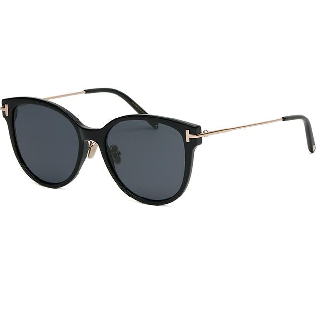 TOM FORD Black Round Acetate Oversized Asian Fit Sunglasses TF1142K 01A
